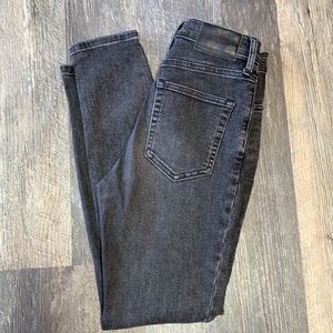 Everlane High Rise Button Fly Black Ankle Jeans 25